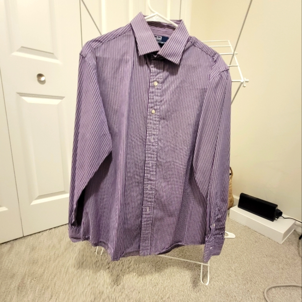Mens Polo Dress Shirt purple size 17 34/35